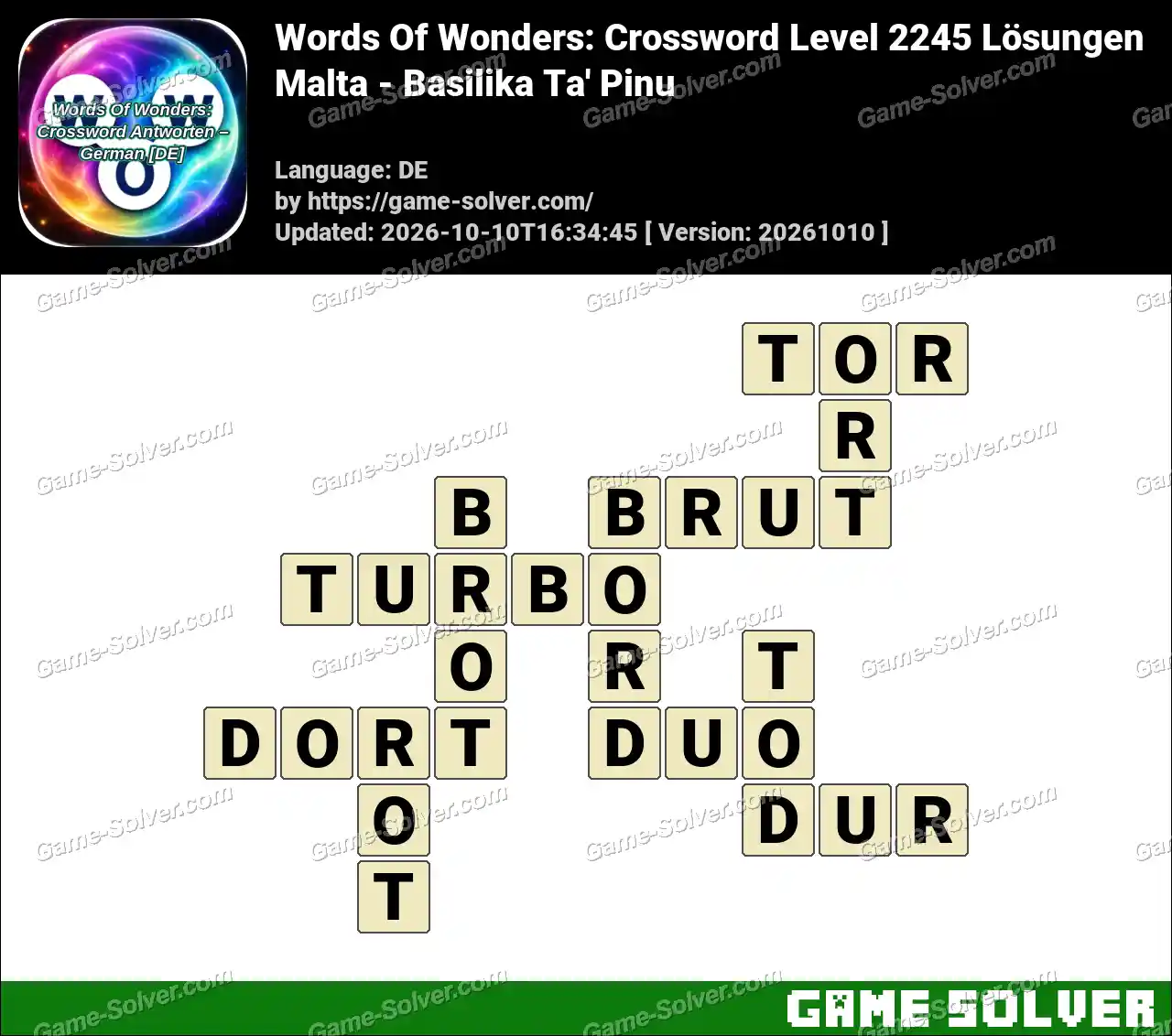 Words Of Wonders: Crossword Level 2245 Lösungen – Malta – Basilika Ta’ Pinu